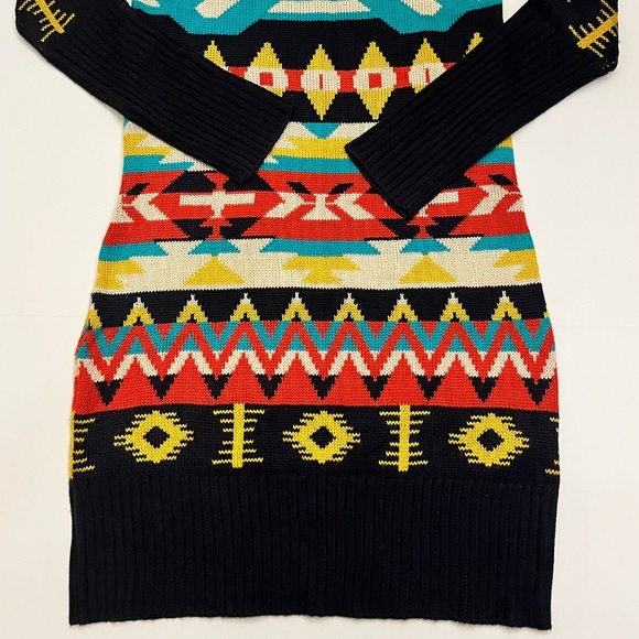 Jessica Simpson Women’s Western Boho Print  Long Sleeve Knit Sweater Dress M - Picture 6 of 16